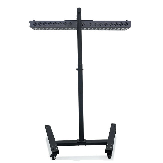 a horizontal stand for red light therapy ontop of a white canvas