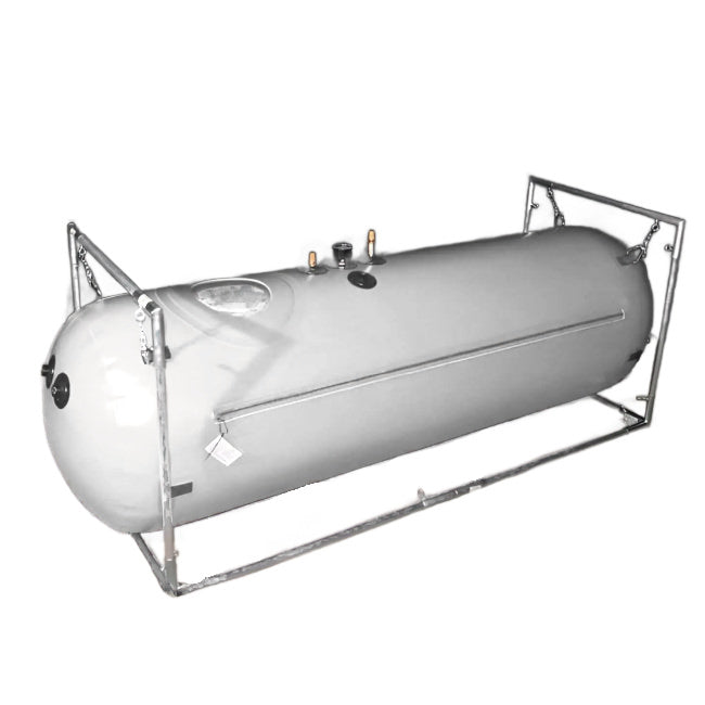 Newtowne's hyperbaric oxygen chamber sits on a white background