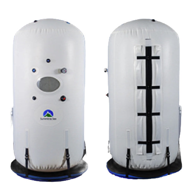 Front and back (entry) shown for summit to sea's patented vertical dive hyperbaric chamber
