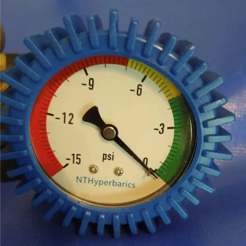 an internal pressure guage to measure pressure sits on a blue background