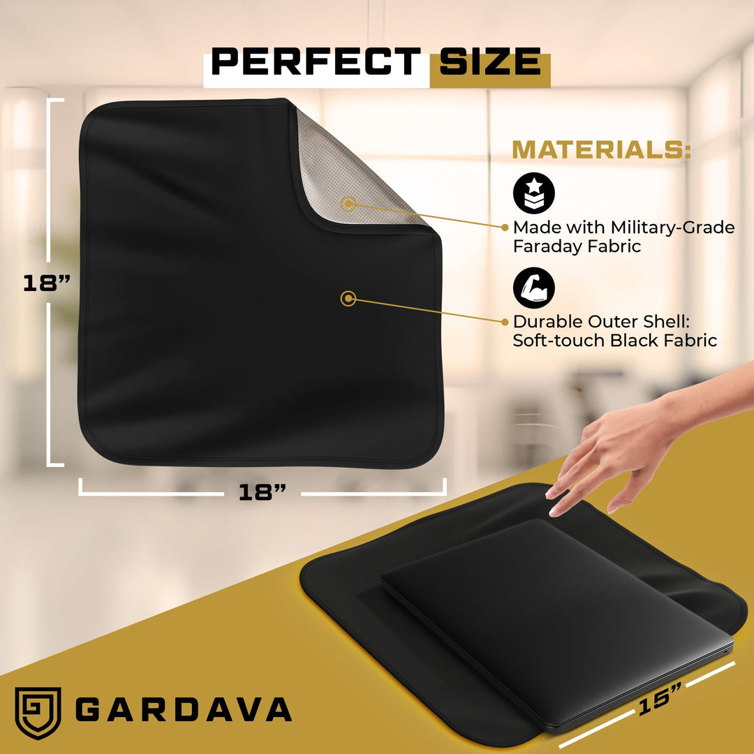 Gardava faraday blanket RF shielding lap pad in black, product detail image 2
