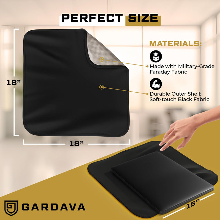 Gardava faraday blanket RF shielding lap pad in black, product detail image 2