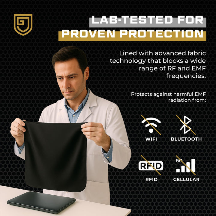 Gardava faraday blanket RF shielding lap pad in black, product detail image 3