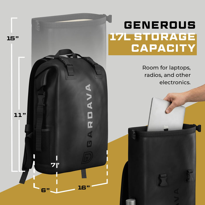 Gardava 17L faraday roll-top backpack for laptops and phones, detail image 3