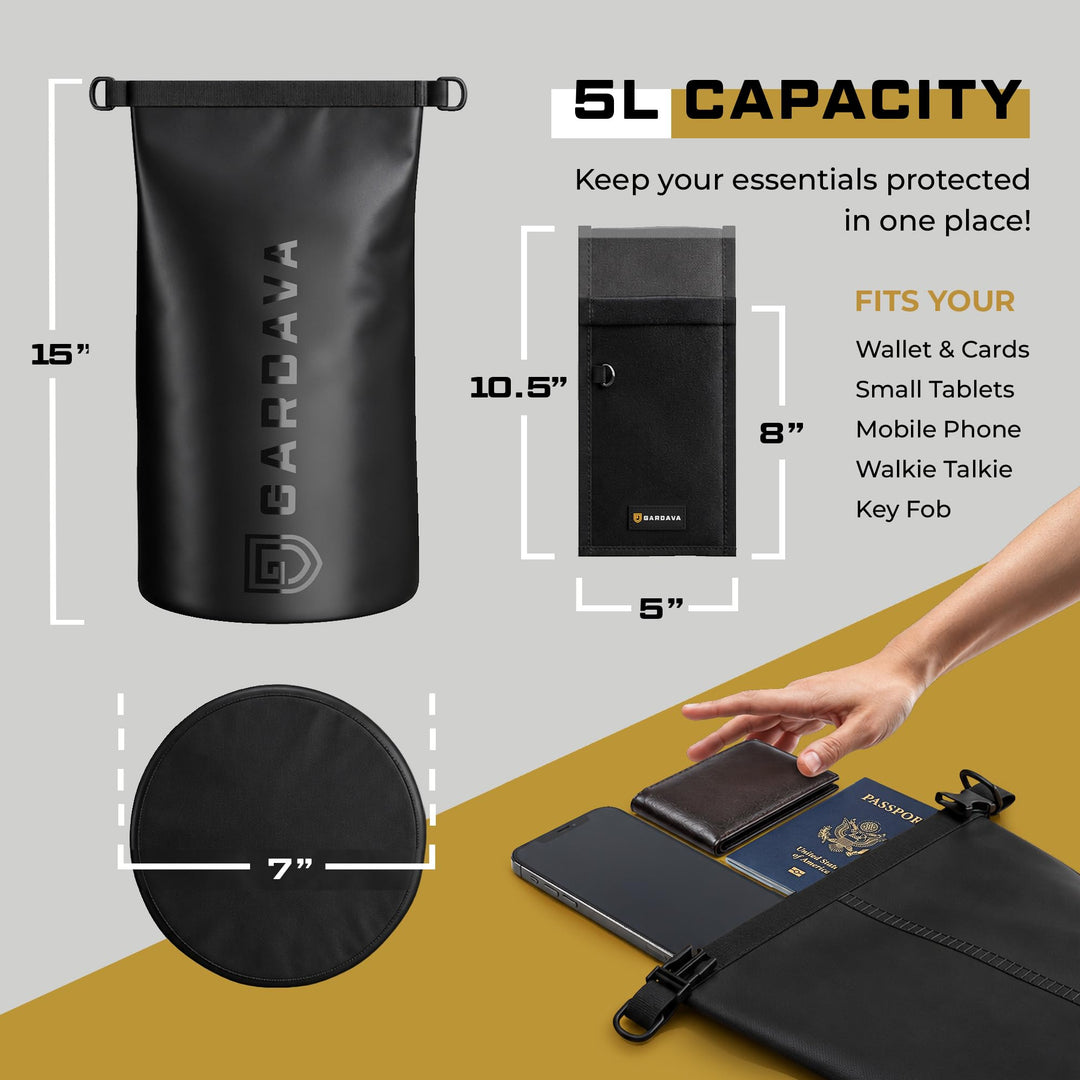 Gardava 5L water-resistant faraday dry bag for phones and electronics, detail image 1