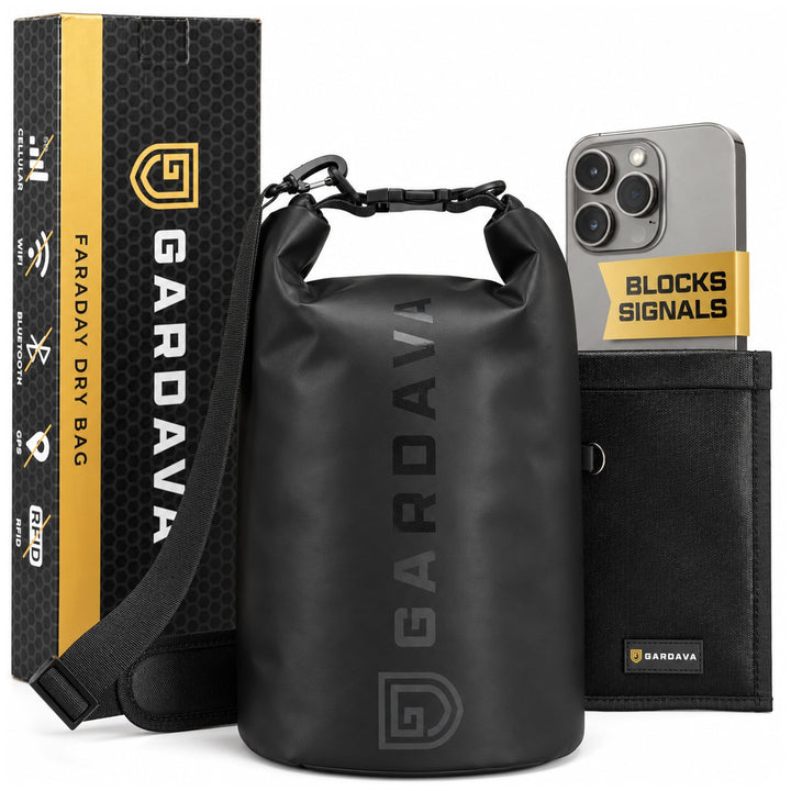 Gardava 5L faraday dry bag with roll-top closure, main product view