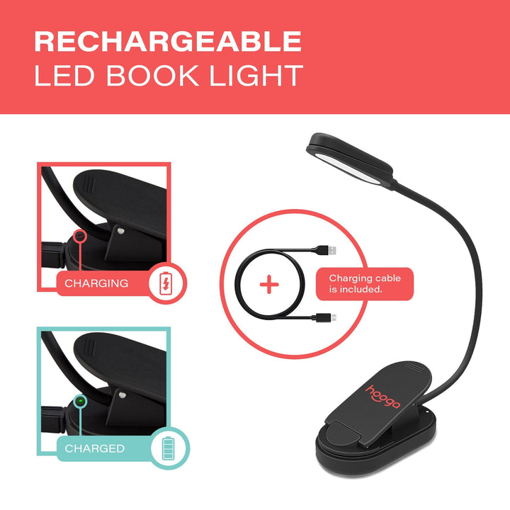 Hooga amber clip-on book light product photo from an alternate angle