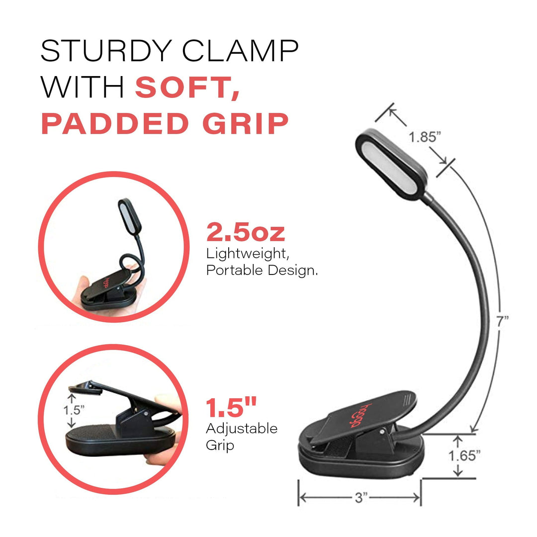 Hooga amber clip-on book light additional product photo showing the design