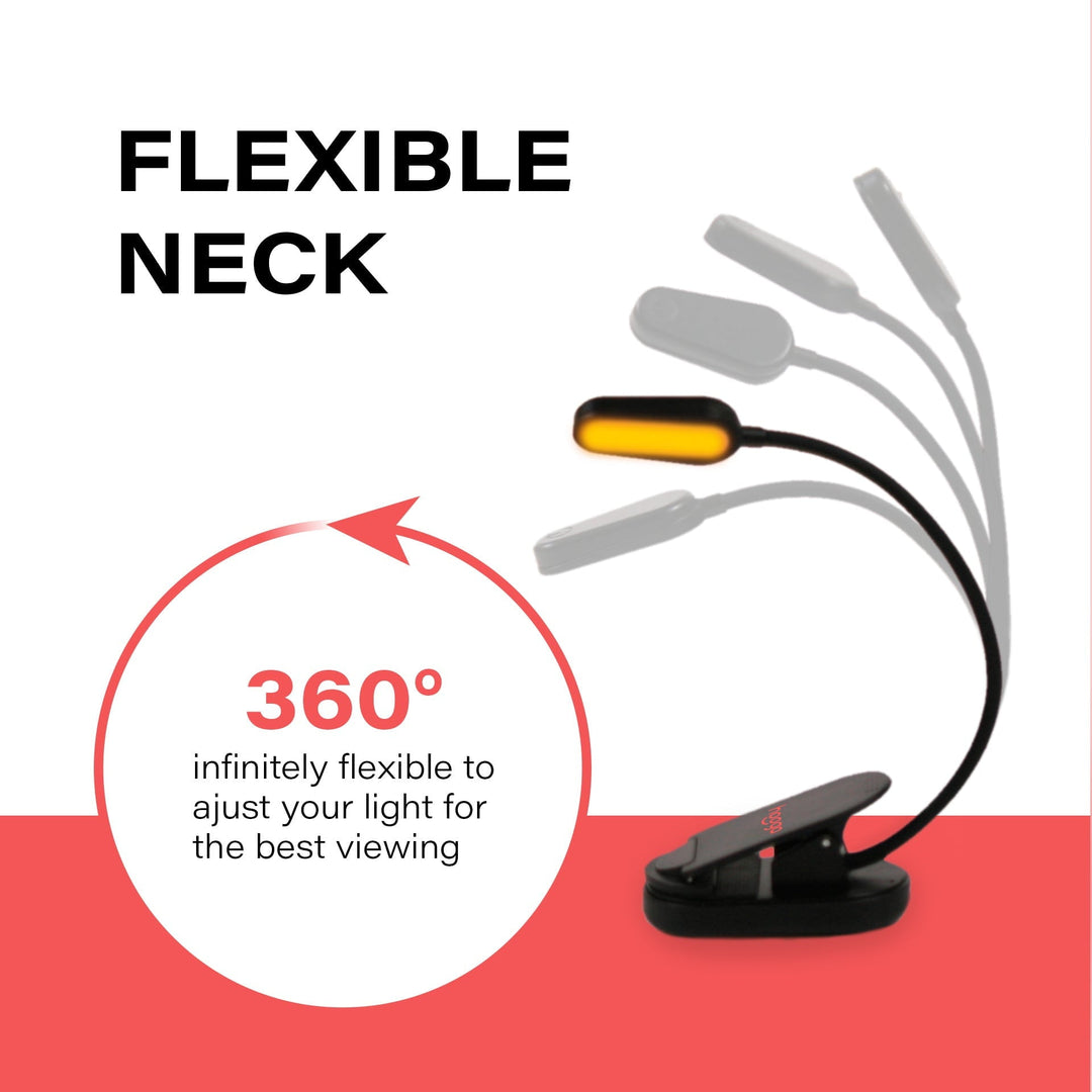 Hooga amber clip-on book light further product photo of the reading lamp