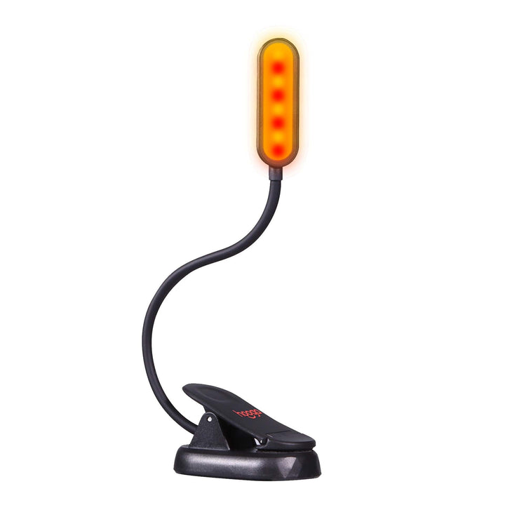 Hooga Amber and Red clip-on book light main product photo, front view