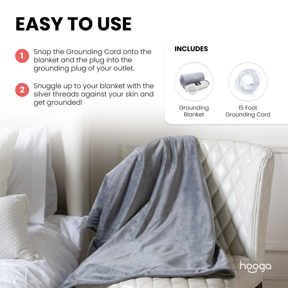 Hooga grounding blanket draped over a couch, lifestyle photo