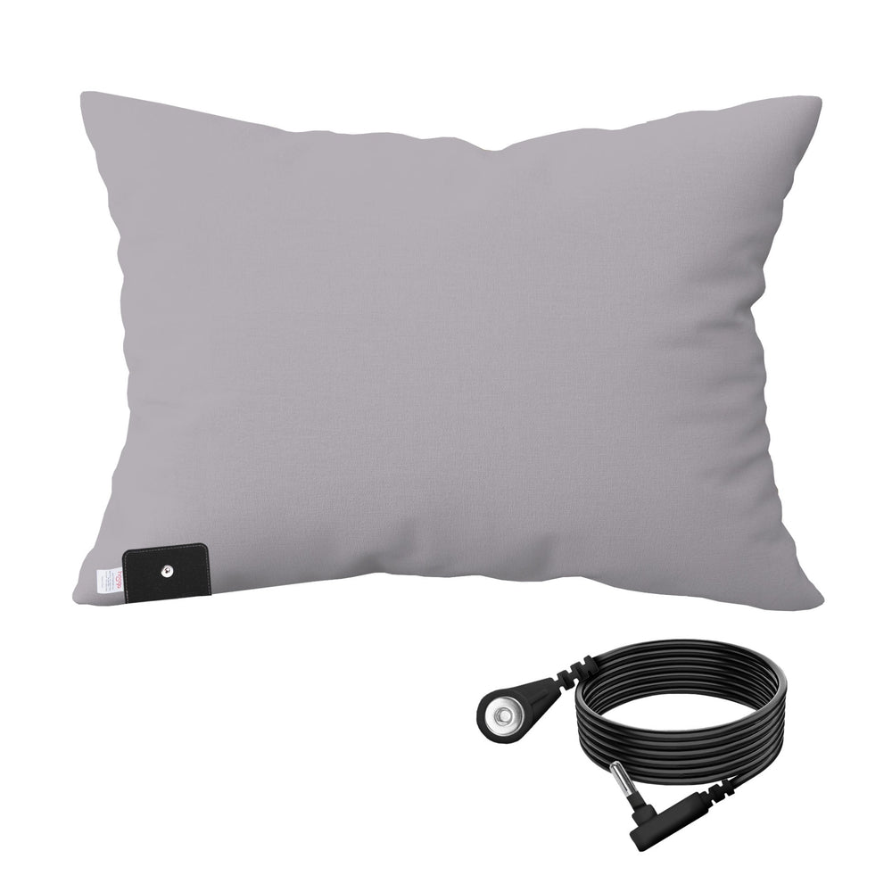 Hooga grounding pillowcase in Gray on a pillow, product photo