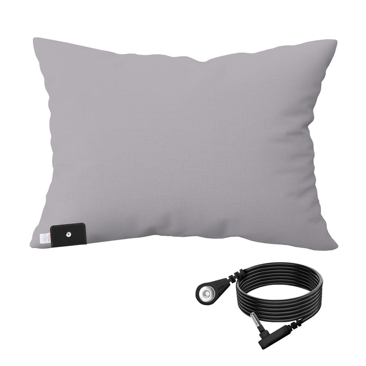Hooga grounding pillowcase in Gray on a pillow, product photo