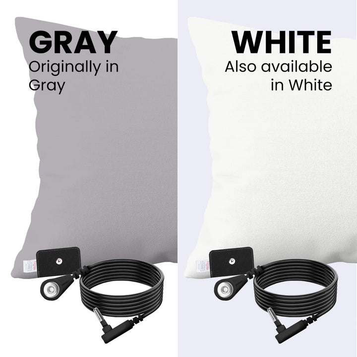 Hooga grounding pillowcase shown in both White and Gray color options