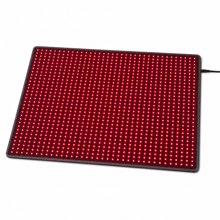 Hooga HG-BE980 red light therapy pet mat with all 980 LEDs illuminated