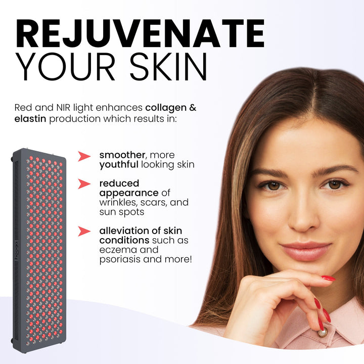 Hooga HG1000 red light therapy panel lifestyle image for skin care routines