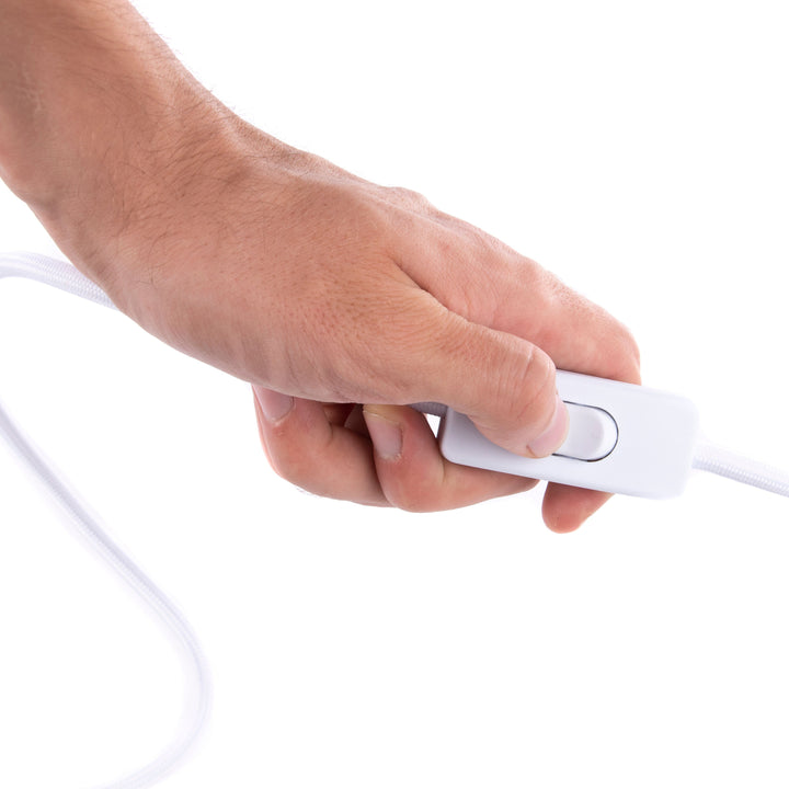 Close-up of the inline power switch on the Hooga HG24 orange LED light therapy bulb
