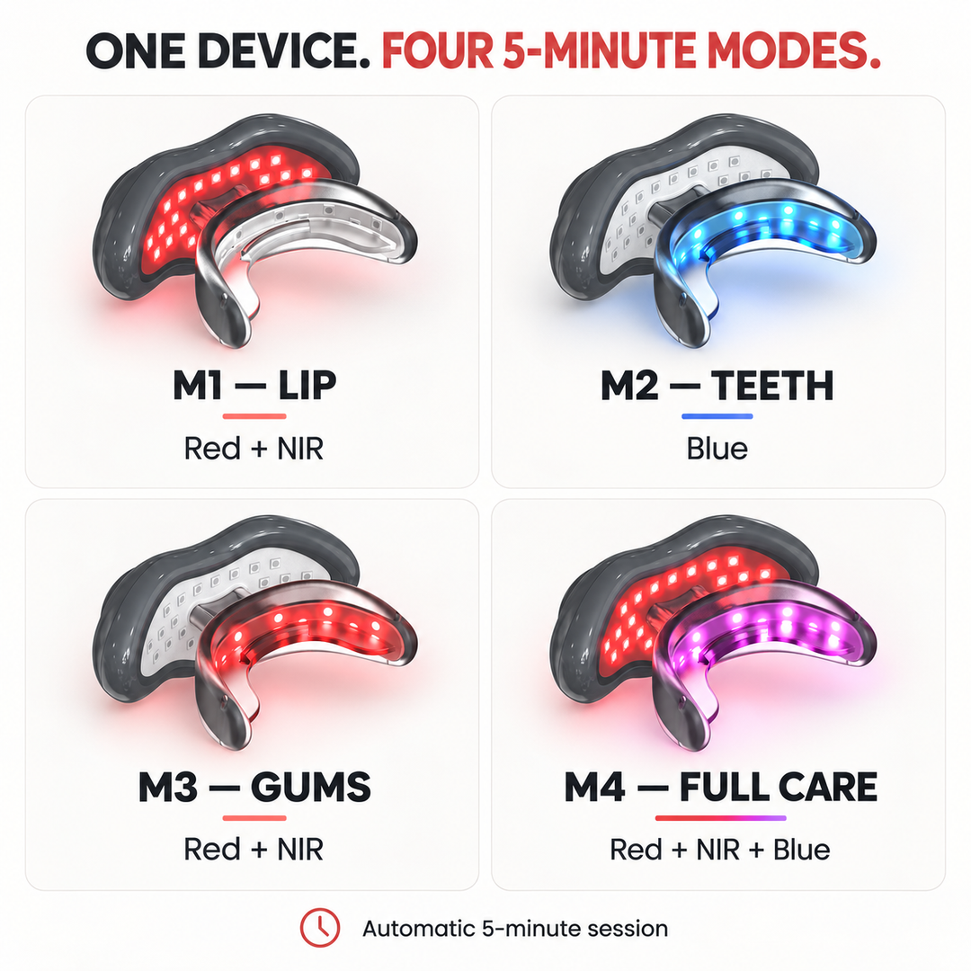 Hooga oral red light therapy device for lips and gums, product photo