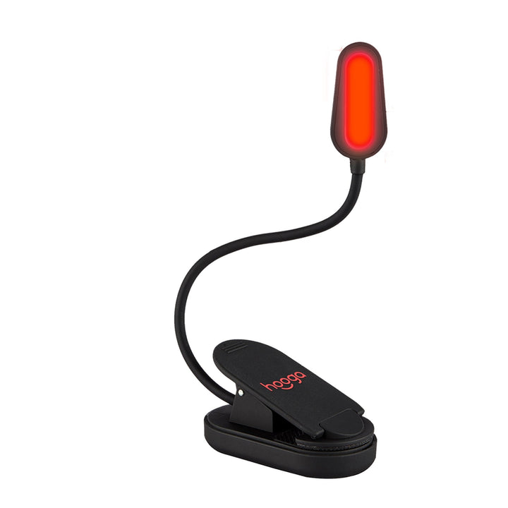 Hooga Red Clip-On Book Light main product photo with clip and gooseneck