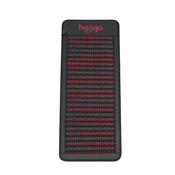 Top-down view of the Hooga Red Light PEMF Mat showing red LEDs and PEMF coils