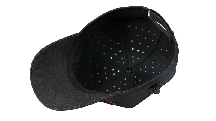Inside of the Hooga red light therapy hat with LEDs off, showing LED layout