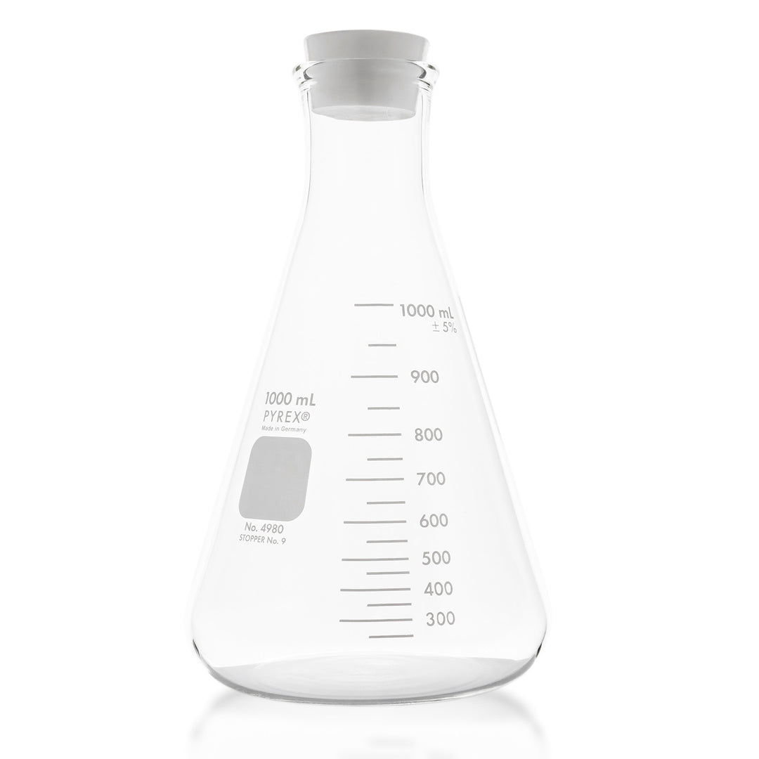 Promolife 1000ml glass flask sealed with its solid silicone storage stopper