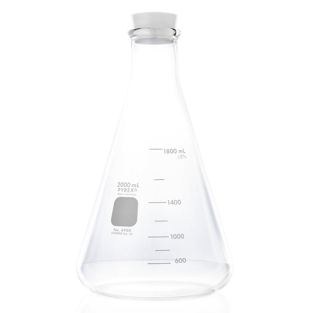 Promolife 2000ml borosilicate glass flask with its silicone storage stopper
