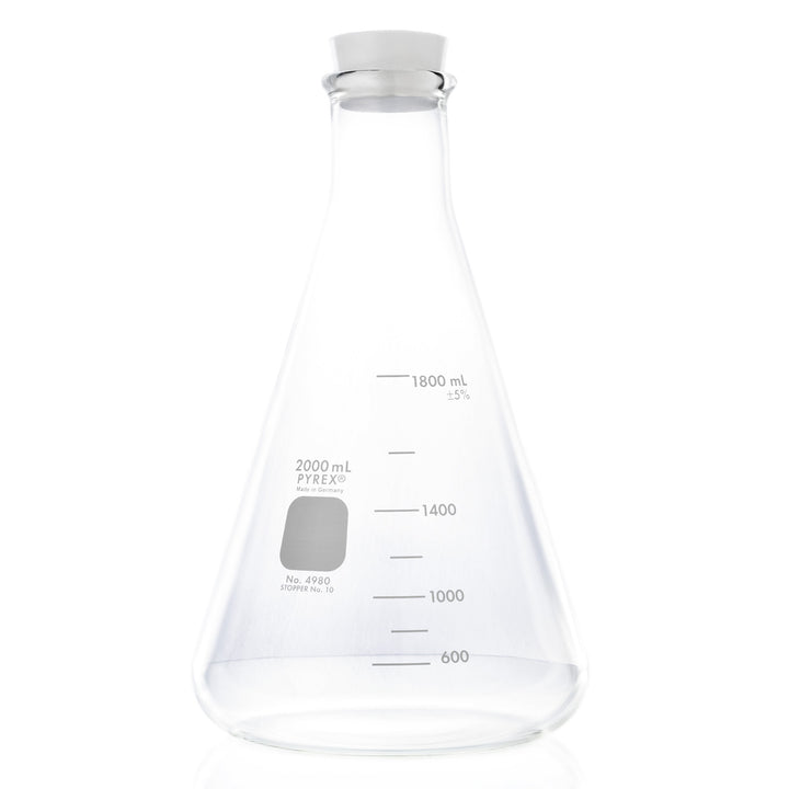 Promolife 2000ml borosilicate glass flask with its silicone storage stopper