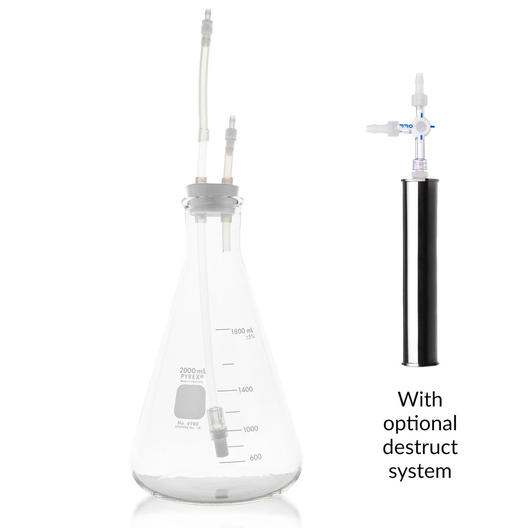Promolife 2000ml Ozone Water Bubbler connected to a stainless steel ozone destruct system