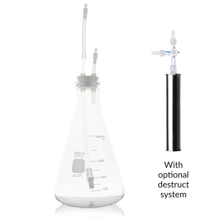 Promolife 2000ml Ozone Water Bubbler connected to a stainless steel ozone destruct system