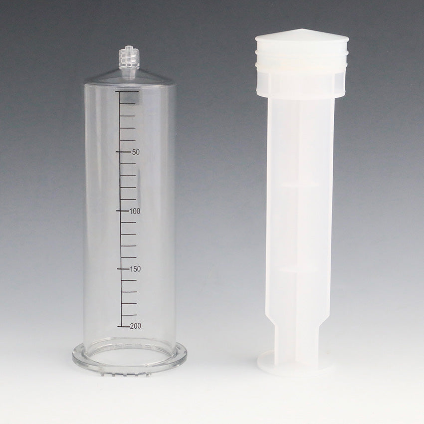Detail of the Promolife 200ml ozone syringe tip and markings