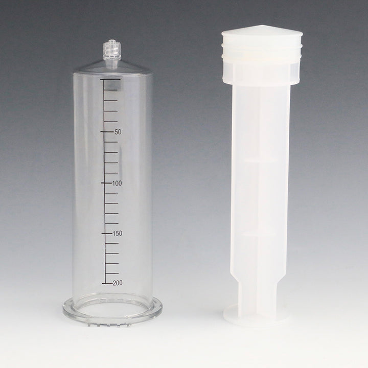 Detail of the Promolife 200ml ozone syringe tip and markings