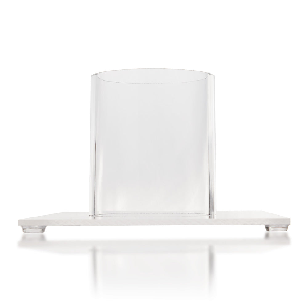 Promolife 200ml oil bubbler glass jar seated in its stabilizing stand