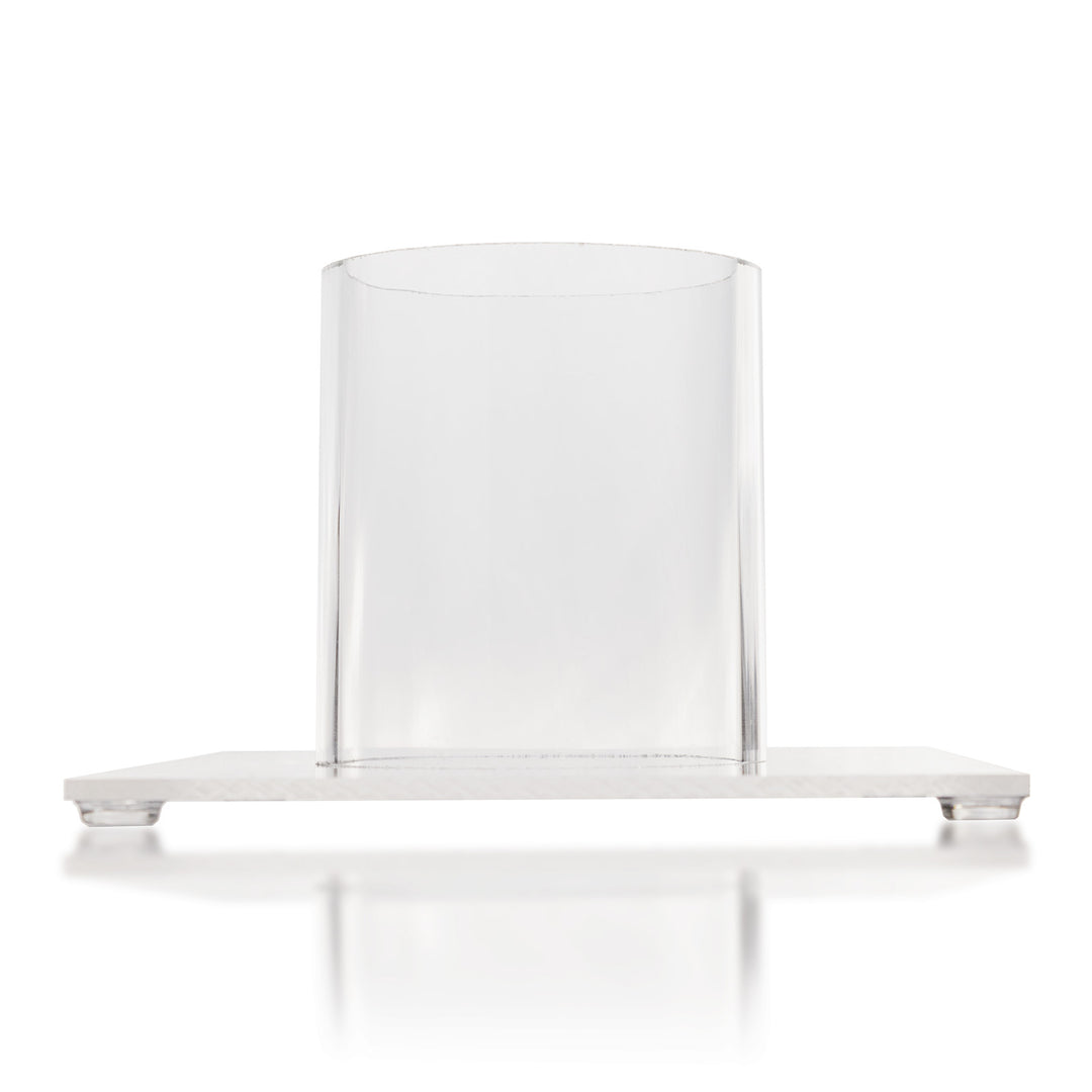 Promolife 200ml oil bubbler glass jar seated in its stabilizing stand