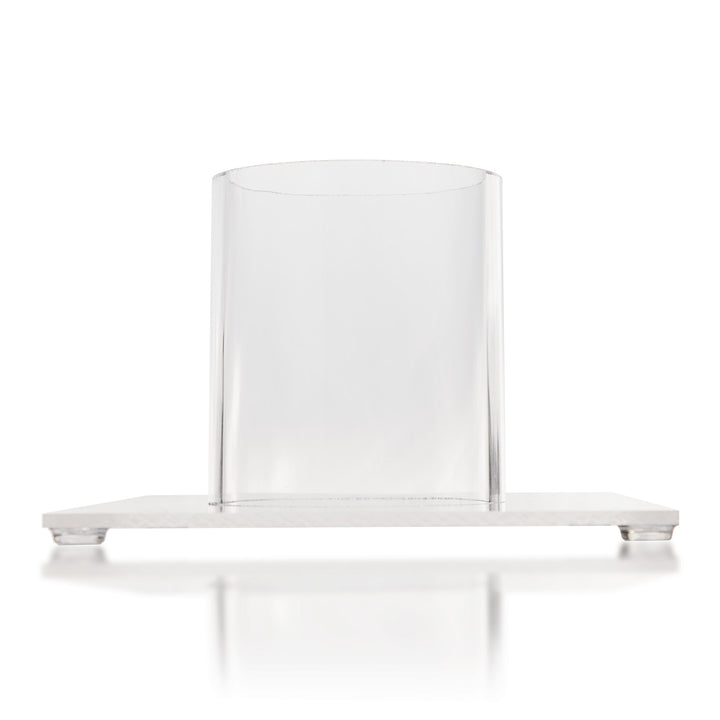 Promolife 200ml oil bubbler glass jar seated in its stabilizing stand