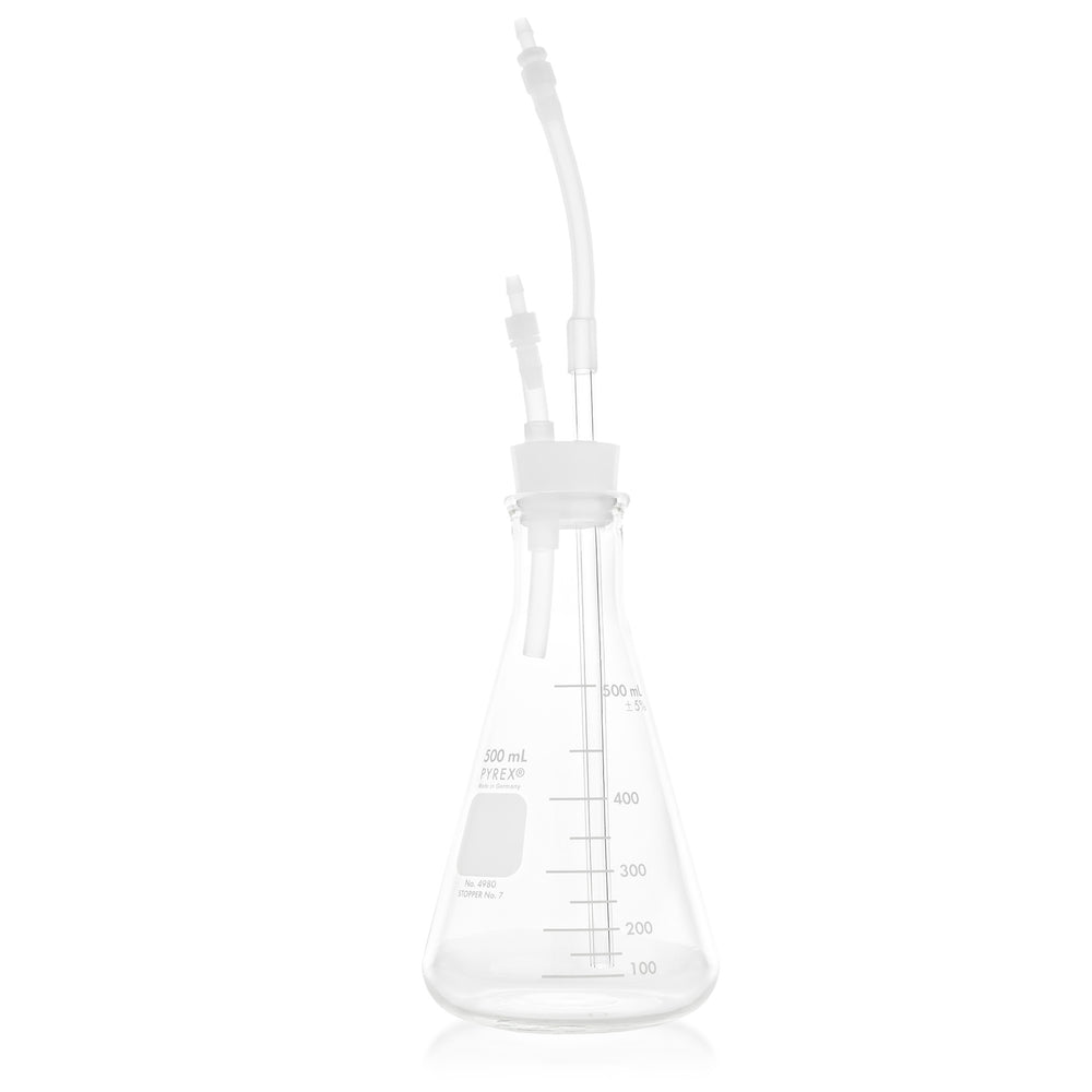 Alternate view of the Promolife Basic Ozone Oil Bubbler glass flask and silicone tubing