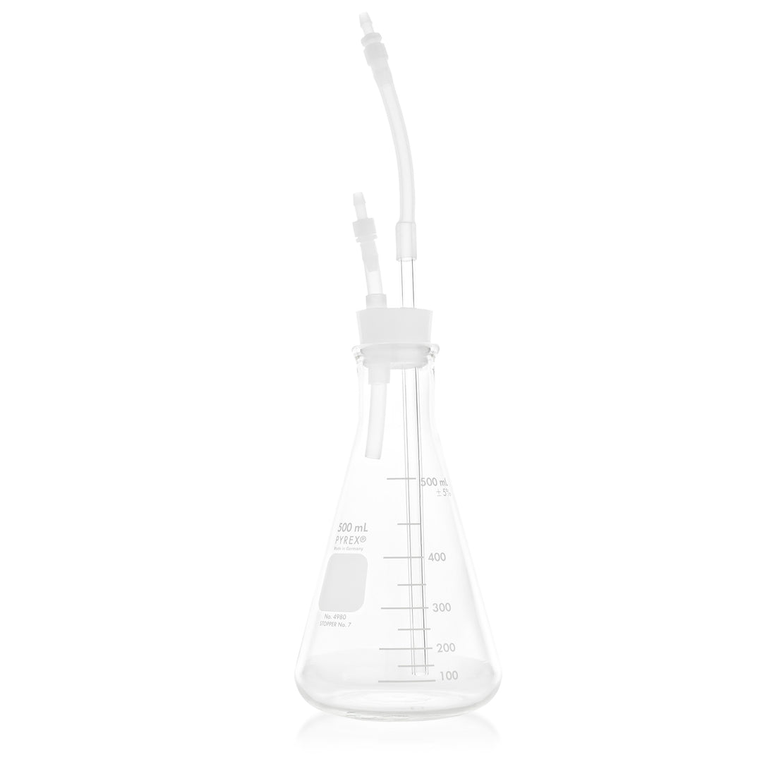 Alternate view of the Promolife Basic Ozone Oil Bubbler glass flask and silicone tubing