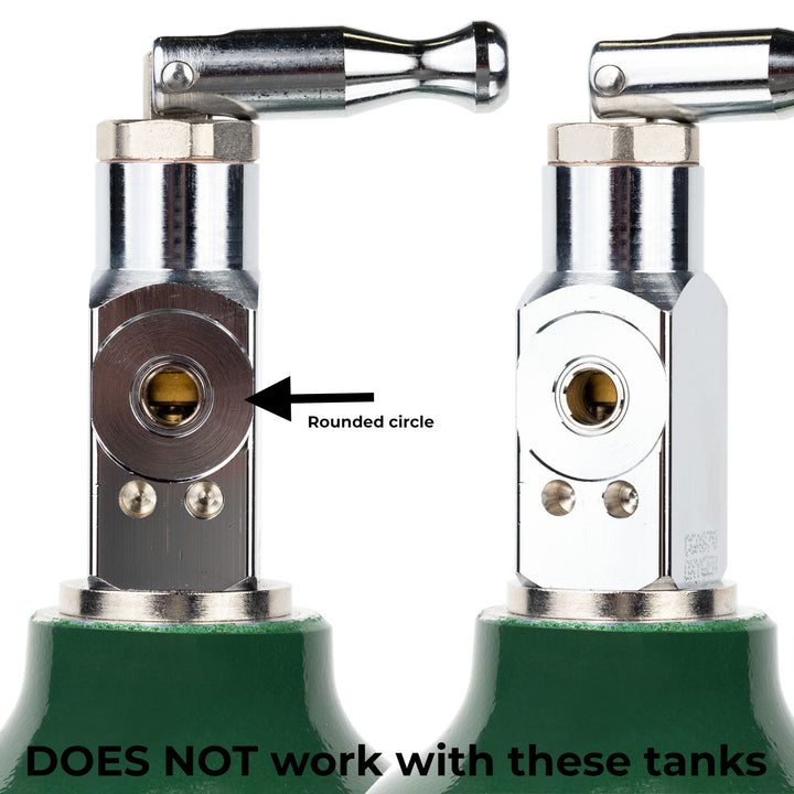 Example of a newer CGA 870 tank valve style that does not fit this regulator