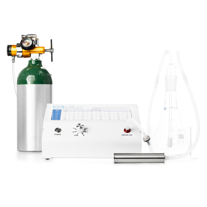 Promolife O3Elite Single Ozone Generator connected to a 500ml glass water bubbler