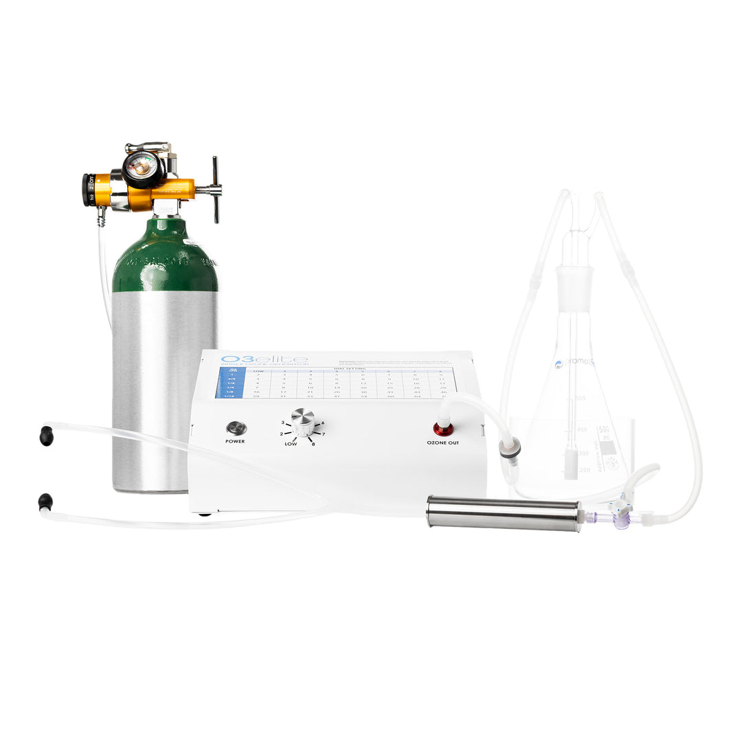 Promolife O3Elite Single Ozone Generator set up with earscope accessories and oxygen tubing