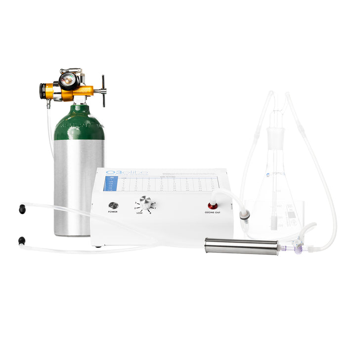 Promolife O3Elite Single Ozone Generator set up with earscope accessories and oxygen tubing