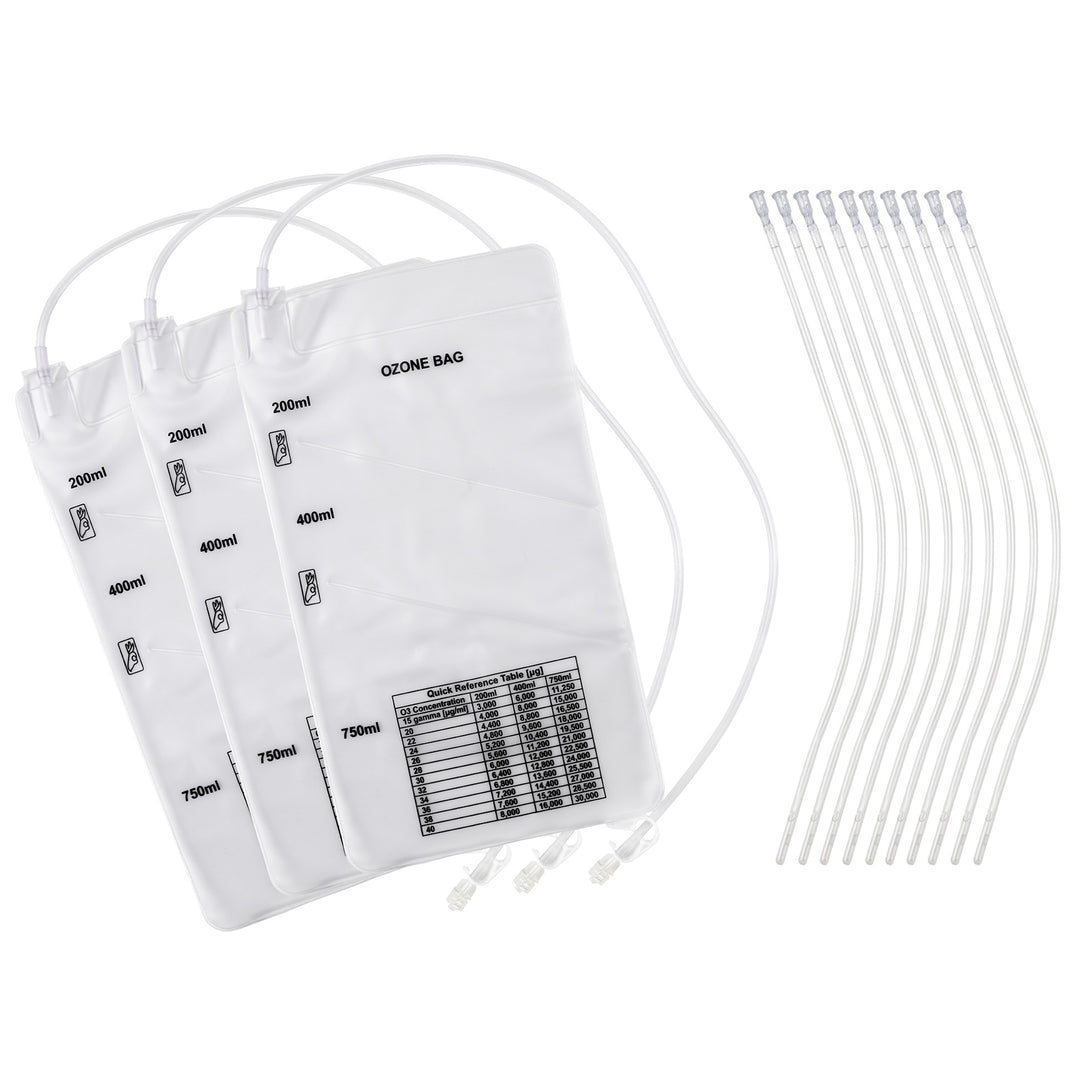 Promolife multi-chambered ozone bag 3-pack with ten Luer lock catheters